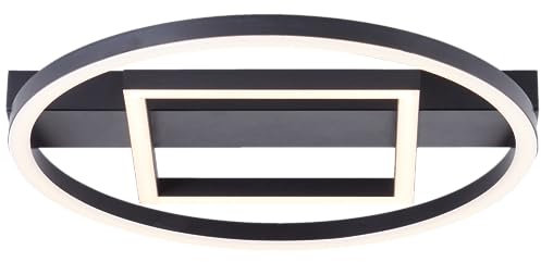 Lightbox LED Deckenlampe mit 37 x 37 cm - zeitlose Deckenleuchte - 24 W - 2500 lm - 3000 K - aus Metall/Kunststoff - in Schwarz
