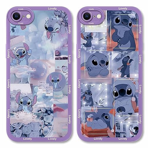 2 Pack Cute Cartoon Phone Case for iPhone 7/8/SE 2020/SE 2022 Case 4.7,Fun Anime Girly Character Aesthetic Pattern Cases for Girls Boys Women,Soft TPU Shockproof Protective Funda for iPhone 7 Purple