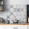 CREARREDA Panneau de Cuisine Anti-éclaboussures, Autocollant Mural Facile à appliquer, Motifs Carreaux de Provence, 190 x 60 cm, 100% fabriqué en Italie, en PVC, Ignifuge et résistant à l’Eau, évier