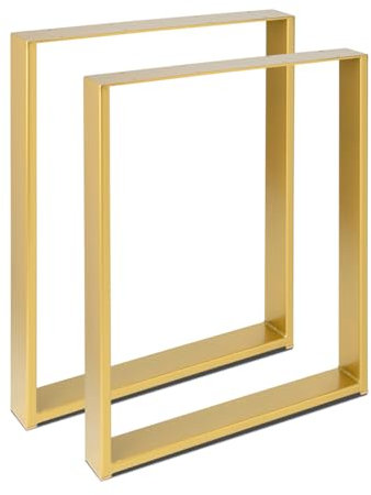 Magnetic Mobel 2 x Tischbeine aus Metall für Schreibtisch Esstisch, Möbelfüße Tischgestell Tischuntergestell Tischkufen (Gold | Profil 8x2 cm, 70x72 cm)