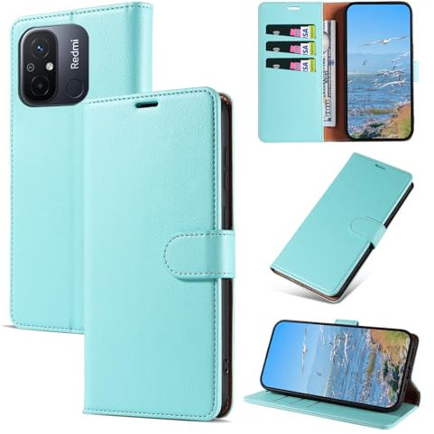 KKEIKO Coque pour Xiaomi Redmi 12C / Xiaomi Redmi 11A, Antichoc Magnetique Étui à Rabat avec Porte Cartes, Portefeuille Housse en Cuir PU Coque pour Xiaomi Redmi 12C / Xiaomi Redmi 11A, Vert