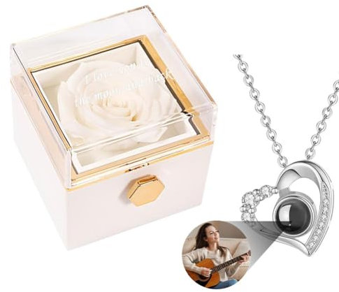 Personalisierte Forever Rose mit Anhänger, konservierte echte rote Rose, ewige Blumen mit Kristall-Halskette, Muttergeburtstagsgeschenke für Mutter, Oma, Jahrestag, einzigartige Geschenkideen für