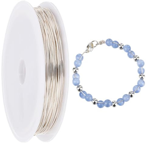 SUNNYCLUE 25m Silver & Copper Jewellery Wires - 0.6mm 22 Gauge Tarnish Resistant Beading Wires for Jewellery Making & Sculpting