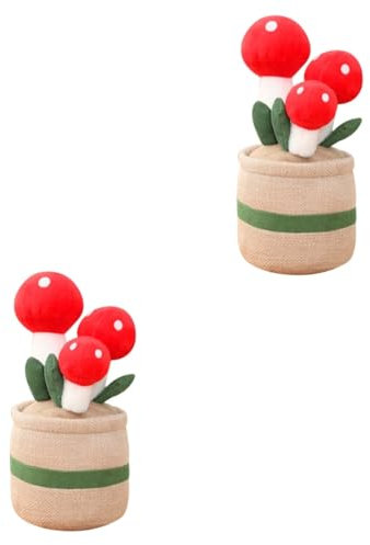 BESPORTBLE Autodekoration 2st Pilzplüsch Im Topf Blumenkissen Sofakissen -plüsch Pflanzen Für Kinder Kidcraft-spielset Topfplüsch-pilzdekor Anlage Rot Schreibtisch Pp Baumwolle