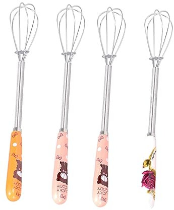 Milisten Cooking Tool 4pcs Manual Ceramic Egg Whisk Cartoon Style Kitchen Blender for Mixing Whisking Random Color