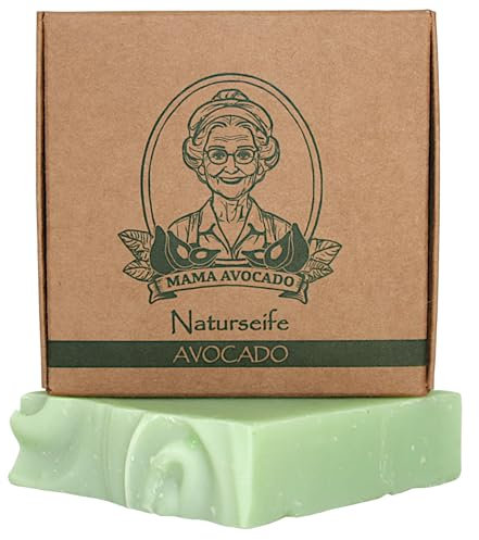 MAMA AVOCADO - Avocado Seife für alle Hauttypen - Naturkosmetik - Handgemachte Duschseife für Haut & Haare - Naturseife ohne Palmöl & Parabene - 100g