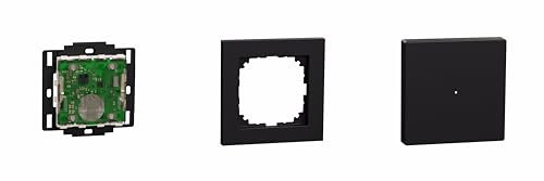 Schneider Electric Merten MEG5001-0300 Wiser Funktaster System M Schwarz Matt, MEG4010-3603 Rahmen System M-Pure, MEG5210-0403 Wippe ohne Bedruckung 1-fach