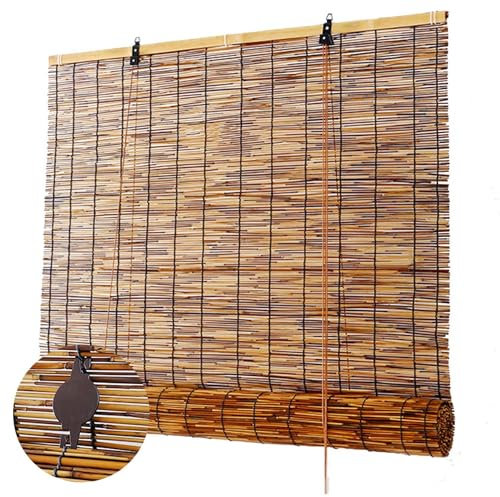 Bambus Rollo Bambusrollo Jalousien Raffrollo Schilf Vorhang Sichtschutz Natur Bambusrollo, Breite 50–165cm, Bambus Raffrollos Sonnenschutz Holzrollo (Size : 50x200cm)