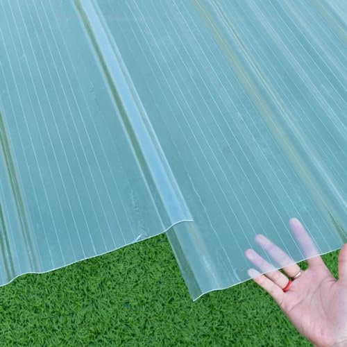 Panel para Tejado Transparente,Placa Ondulada de Cocheras,Placa de Techo Trapezoidal a Prueba de Lluvia,Captadores de Luz FRP,Lámina Techo de 2/4/5/8/10 Pcs,2mm de Espesor (0.9x0.5m/35x20in,4 Pcs)