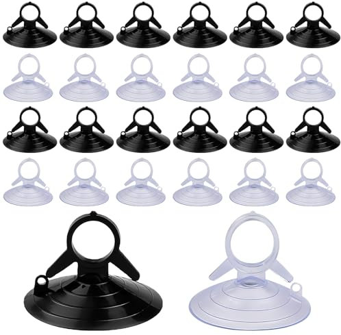 ZYKORT 100 Stück Saugnäpfe, 45mm Glassaugnäpfe, multifunktionale PVC-Saugnäpfe, Auto-Sonnenschutz-Saugnäpfe für draußen, Bad, Küche, Fenster, Spiegel, Auto (klar & schwarz)