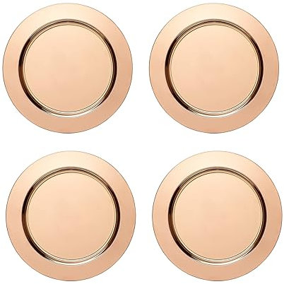 ECHTWERK 4-teiliges Platzteller/Servierteller Set Shiny aus hochwertigem Edelstahl, Kupfer-Edition, Ø 33,2 cm