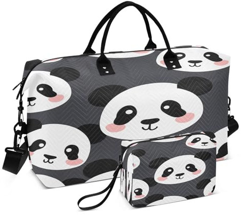 - 78- Panda Reisetasche, Reisetasche, Fitnessstudio, Yoga, Handgepäcktasche für Männer und Frauen, Wochenendtasche, Großer Panda-Kopf, Einheitsgröße, Reisetasche