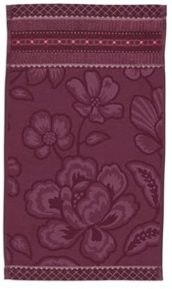 Pip Studio Jasmin Jaquard Gästehandtuch Dark pink 30x50cm (1 Stück)