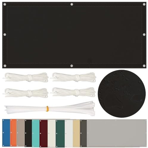 Sonnensegel Wasserdicht, Sonnensegel 1.7x1.7M, Sonnensegel Rechteckig mit ösen, Sonnensegel Balkon Segeltuch Wasserdicht Sonnensegel für Terrasse Garten UV Schutz, Schwer, Schwarz