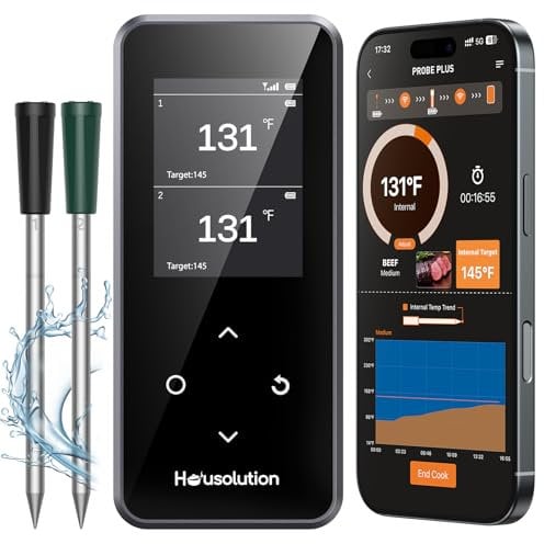 Housolution Termómetro para Carne Inalámbrico, Smart App Control, Termometro Digital Bluetooth Recargable, Termometro Profesional para Cocina, Barbacoa, Horno