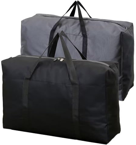 Sonwaha Reisetasche, 2 Stück 120L Reise Tasche Reisetasche Faltbar Tasche Groß Transporttasche Reisetaschen Set Seesack Geeignet für Reisen Wasserdichte Tragetasche Camping Schwarz Graue