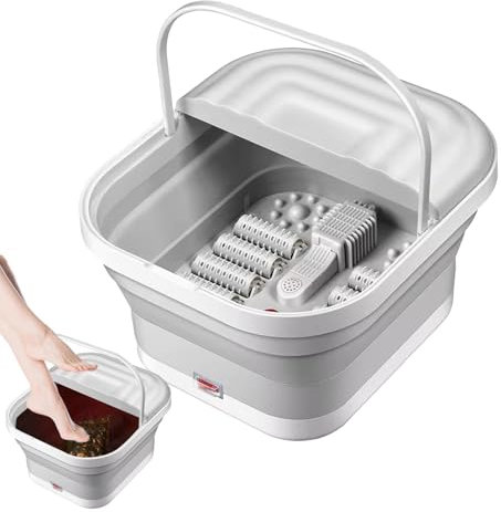 Pediluvio elettrico riscaldato, con funzione di riscaldamento, vasca pieghevole per piedi in ammollo, secchio per pediluvio da viaggio, massaggiatore a rullo per uso domestico a luce rossa