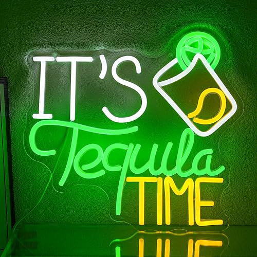 LMSIGNLY It's Tequila Time Neon Sign Tequila Neon lights for Wall Decor Dimmable Neon Bar Sign for Man Cave Pub Bar Kitchen Mexican Restaurant Club Business Party Decoration