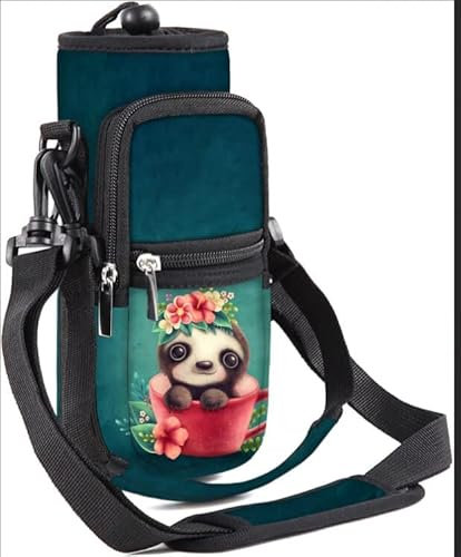 Mibbxea 40oz Wasserflaschenhalter Tragetasche – Isolierte Flaschentasche mit Gurt,Trinkflaschenhalter für Fitness,Camping,Spaziergänge,Radfahren,Wandern,Outdoor-Aktivitäten (Niedlicher Bär)