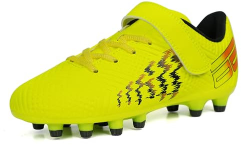JABASIC Fussballschuhe Kinder Firm Ground Football Fußballschuhe Jungen Mädchen (29EU,Lime)