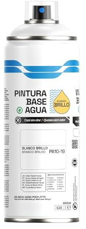 H HANSEL HOME Pintura Spray Base Agua 400ml - Para Muebles, Metal, Plástico y Madera - Ecológica y Sin Olor, Colores Duraderos - Blanco Brillo x 1 unidad