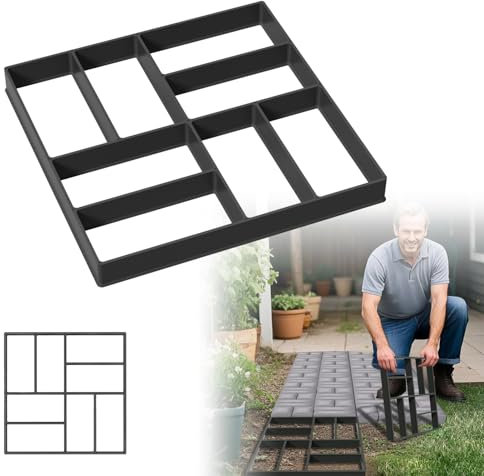 UISEBRT Pflastersteine,Quadratisch Beton Gießform,DIY Pflasterform für Beton,Zement,für das Basteln Garten,Weg,Menschen,40x40x4cm 1PC,Schwarz
