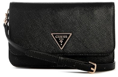 GUESS Damen Noelle Ii Crossbody Flap Organizer Umhängetasche, Schwarz