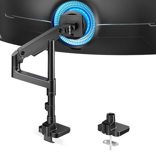 ARES WING Monitor Arm for 17 to 49 Ultrawide Curved Flat monitors, Heavy-Duty monitor Mount Holds 44lbs, with 18 Extended Column, Monitor arm Desk mount Adjustable, Black