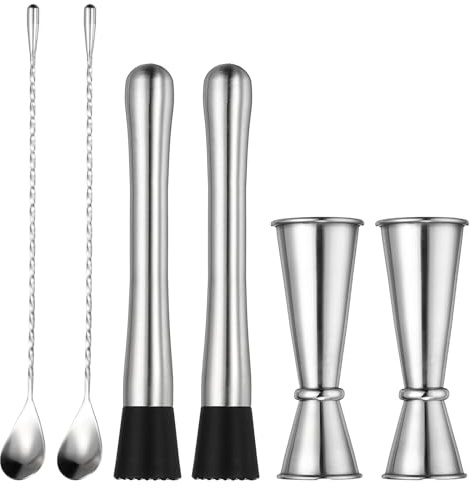 PATIKIL 1 Set Muddler for Cocktails, 12.5CM Cocktail Measuring Jigger with Spoon