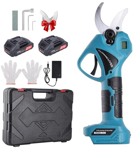 Forbici Potatura a Batteria 45 mm, Cesoie a Batteria per Potatura con Display Digitale e 2×2000 mAh Batteria, Forbici Potatura Elettriche Brushless SK5 per Frutteto, Giardino, Vigneto e Fattoria