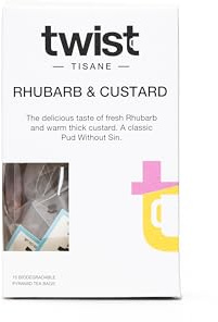 Twist Teas - Rhubarb & Custard – 15 Plastic-Free Fruit & Herbal Teabags | Vibrant Rhubarb, Apple & Tropical Fruit Blend | Naturally Caffeine-Free, Sugar-Free