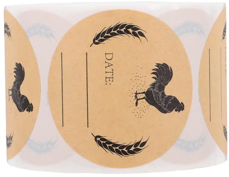 NUOBESTY Runde Kraftpapier etiketten Selbstklebend für Eierkartons Frische Eier Aufkleber für Bauernmarkt Klare Identifikation Stilvolles Design Umweltfreundlich und Praktisch
