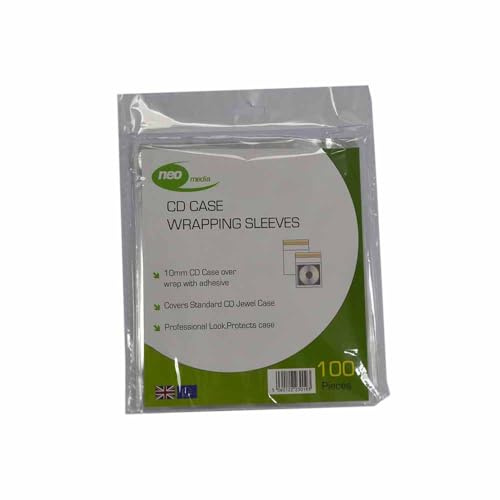 100 x CD Case Wrap Sleeves 10mm Clear Outer Sleeve Self Adhesive Cellophane Sleeves