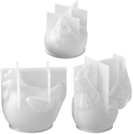DOITOOL 3 Stück Teiliges Ostern Dekor Silikonform Huhn Hahn Figuren Backform für Schokolade Fondant Kerzen Seife Gießharz DIY Basteln Festliche Kuchenverzierung