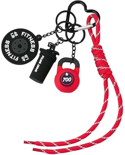 Vesavifaka Hantel et Poids Porte-clés, Charms de Sac pour Fitness Femmes Hommes, Mini Accessoires de Porte-clés de Voiture au Design Mignon pour Gym