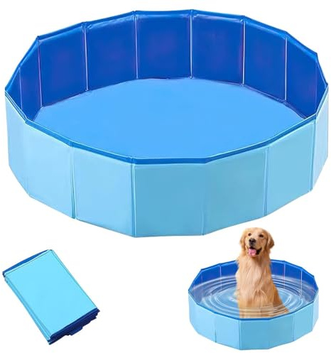 Nzkeuf Piscina per Cani Pieghevole, 60x20 cm Piscina Pieghevole per Cani, Portatile Piscinetta per Canis con Valvola di Scarico, per Piccolo Cane