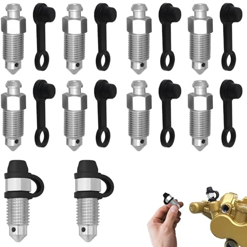 MAXMURYS 10x Entlüftungsschrauben M10x1mm mit Staubkappen, verzinkte Nippel für Scheibenbremse Bremssattel, passend für Motorrad Auto Bremspumpe, Bremsenwartung Zubehör