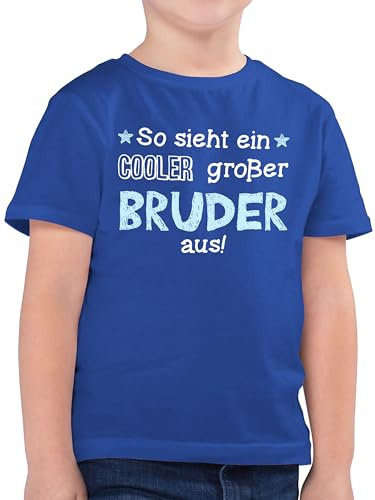 Kinder T-Shirt Jungen - So Sieht EIN richtig Cooler Bruder aus Pfeile - 128 (7/8 Jahre) - Royalblau - Geschenke für große brüder Brother Tshirt Geschenk Weihnachten bro Shirt den Junge bruderherz