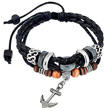 Suyi Multicouche réglable en cuir tressé tressé Bracelet Croix Bracelet poignet manchette poignet Abk