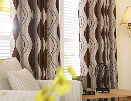 adaada 2er-Set Geometrische Moderne Vorhänge für Wohnzimmer(230 * 140 cm x 2, Braun)