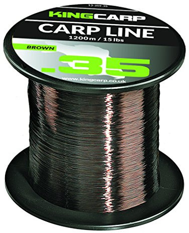 KING CARP - 1200m Bulk Spools of Carp Mono of Extra Strong Monofilament Carp & Specimen Coarse Fishing Line (MURKY BROWN) - Comes in 10, 12, 15 & 20lbs Breaking Strains (1200m of 15lbs)