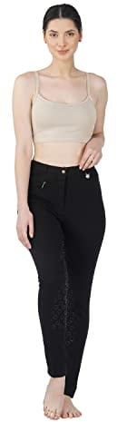 Avon Equine Pantalon d'équitation en silicone pour femme avec assise complète,Tissu coton/lycra de qualité supérieure,Bleu marine ou noir, Noir , UK 6 (24-Inch)