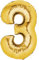 TOP TEN Folienballon 80cm Gold Zahlenballon, Luftballon, Geburtstag, Zahl für Helium und Luftfüllung geeignet (Zahl: 3)