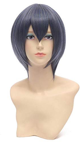 Baisheng Kuroshitsuji Ciel 30cm Mix blau gerade Unisex kurze synthetische volle Cosplay Kostüm Anime Perücke (30cm-Gemischtes Blau)