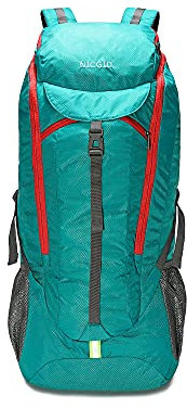 Nicgid 60L leichter Wanderrucksack, faltbar, multifunktionale Reisetasche, wasserabweisend, lässiger Camping-Rucksack für Männer und Frauen, Outdoor-Sport, Berge