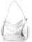 modamoda de - T154 - ital Schultertasche Umhängetasche aus Leder, Farbe:Silber