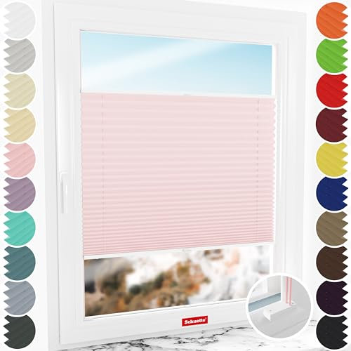 Schuette® Plissee mit Bohren zum Anschrauben ● Premium Kollektion: Powdered Rose (Rosa) ● 90x200cm (Breite x Höhe) ● Suprafix Faltrollo Befestigung ● Bequeme Rollo Montage inkl. Video
