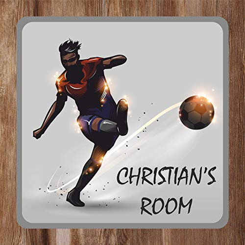 Precision Designs Free Kick Footballer Kids Bedroom Door Sign Personalised For You - Any Name! Door Plaque,Girls/Boys,Nursery,Decor,Kids Room,Football