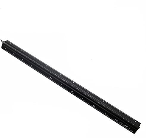 Powertool Aluminium-Dreikant-Lineal, dreieckig, Maßstab 1:20, 1:25, 1:50, 1:75, 1:100, 1:125, Standard 30,5 cm, für Architekten, Studenten, Zeichner und Ingenieure (schwarz – Aluminium)