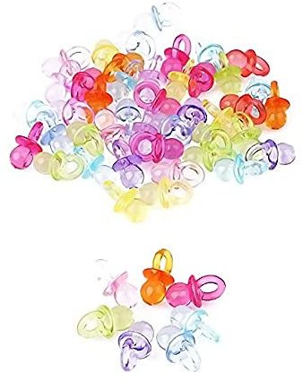 Babyparty Deko,100er Pack Mini Dekoschnuller Acryl Dekorative Dummies Mini Dummy Schnuller Tischdeko Konfetti Dekoration für Baby Party Babyshower Taufe Hochzeit Geburtstag Kids Party Muticolor